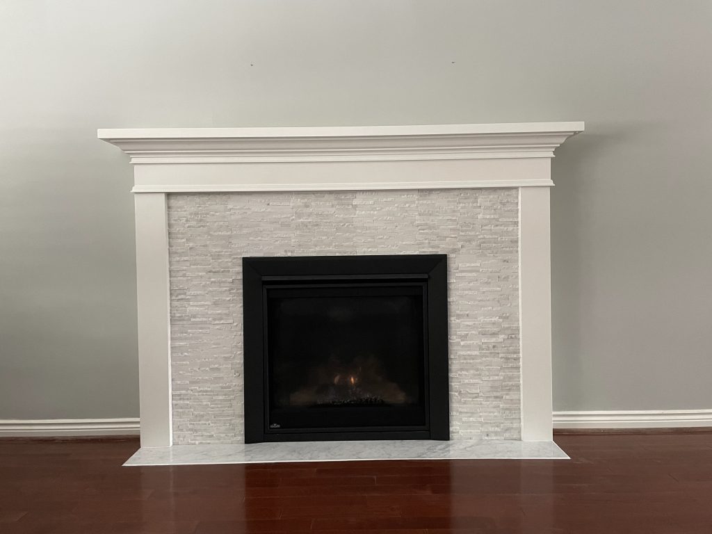 Toronto custom built in carpentry mantel fireplace surround