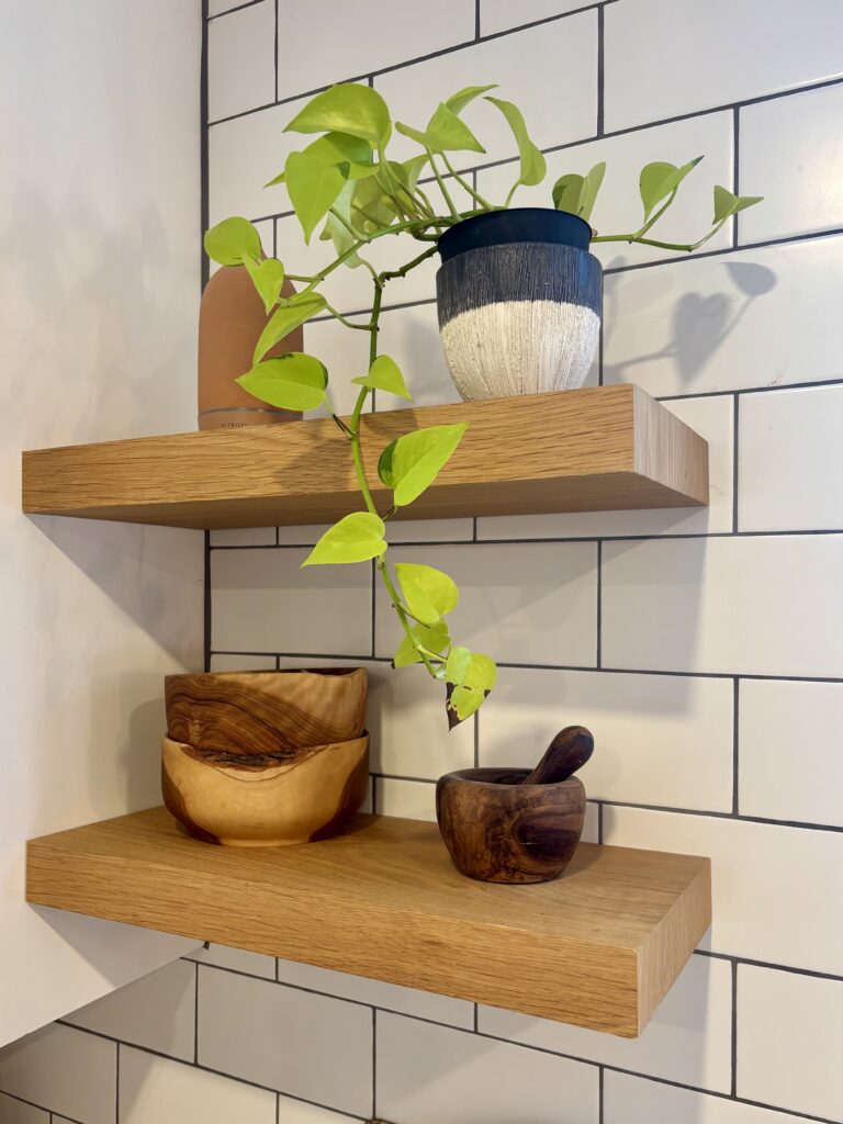 custom carpentry floating shelves toronto white oak